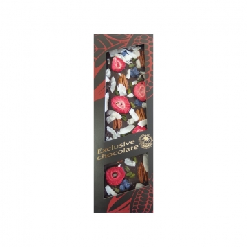 Exclusive chocolate hořká pekanové ořechy, pistácie, šeřík, kokos, jahody